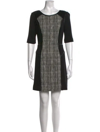 Pre-owned Milly Tweed Pattern Knee-length Dress In Black