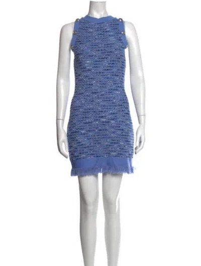 Pre-owned Milly Tweed Pattern Mini Dress In Blue