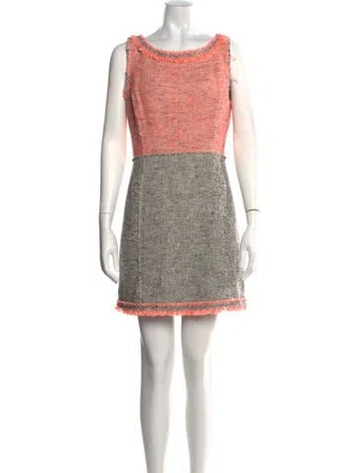 Pre-owned Milly Tweed Pattern Mini Dress In Gray