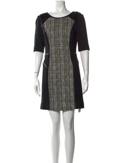 Pre-owned Milly Tweed Pattern Mini Dress In Grey