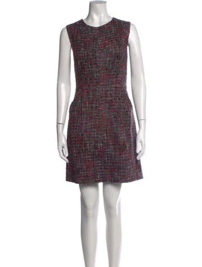 Pre-owned Milly Tweed Pattern Mini Dress In Grey