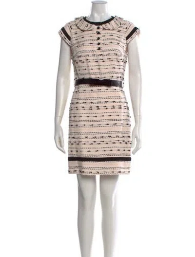 Pre-owned Milly Tweed Pattern Mini Dress In Neutral
