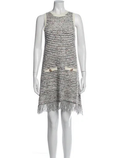 Pre-owned Milly Tweed Pattern Mini Dress In Neutrals