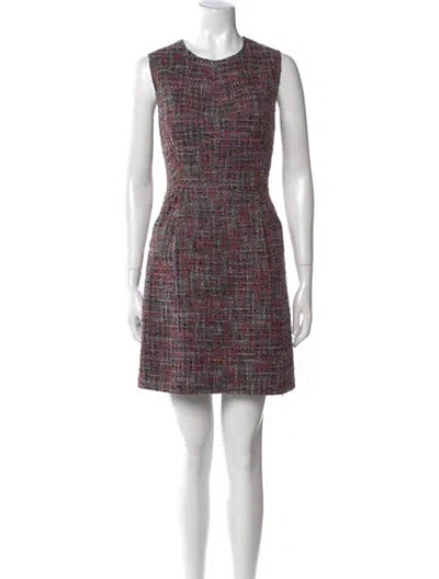 Pre-owned Milly Tweed Pattern Mini Dress In Pink