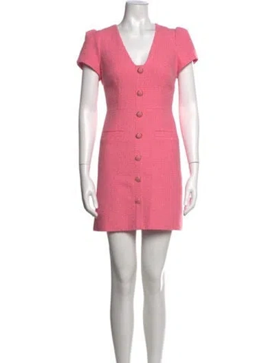 Pre-owned Milly Tweed Pattern Mini Dress In Pink