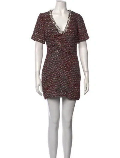 Pre-owned Milly Tweed Pattern Mini Dress In Red