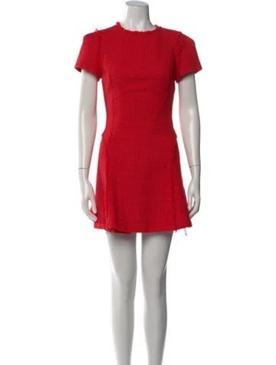 Pre-owned Milly Tweed Pattern Mini Dress W/ Tags In Red