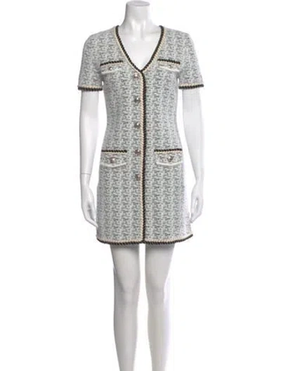 Pre-owned Milly Tweed Pattern Mini Dress W/ Tags In White