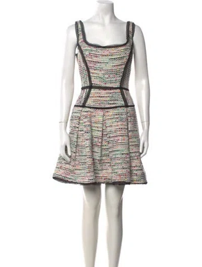 Pre-owned Milly Tweed Pattern Mini Dress In White