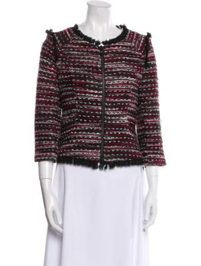 Pre-owned Milly Tweed Striped Evening Jacket In Red
