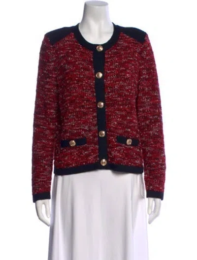 Pre-owned Milly Tweed Tweed Pattern Sweater In Red