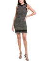 Milly Halter Textured Fringe Knit Mini Dress