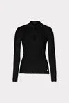 Milly Twist Front Raglan Sleeve Top In Black