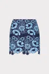 Milly Two-tone Floral Lace Mini Skirt In Blue/navy