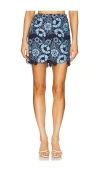 Milly Two-tone Floral Lace Mini Skirt In 블루 & 네이비