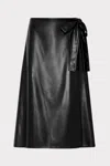 Milly Vegan Leather Bow Midi Skirt In Black