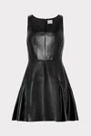 Milly Vegan Leather Mini Dress In Black