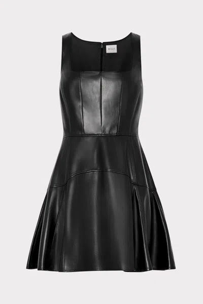 MILLY VEGAN LEATHER MINI DRESS