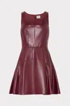 Milly Vegan Leather Mini Dress In Burgundy