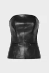 Milly Vegan Leather Strapless Sleeveless Top In Black