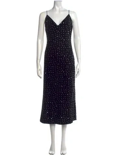 Pre-owned Milly Velvet Midi Length Dress In Black
