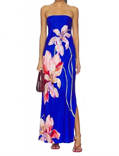 Milly Vera Floral Maxi Dress In Multi In Blue