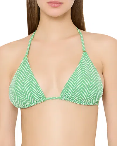 Milly Chevron Triangle Bikini Top In Green