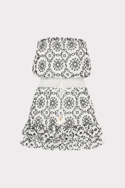 Milly Verity Two Tone Circle Eyelet Dress In Multi