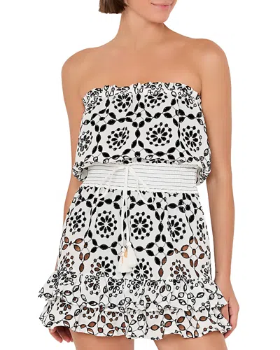 Milly Verity Two Tone Circle Eyelet Dress Swim Cover-up In White