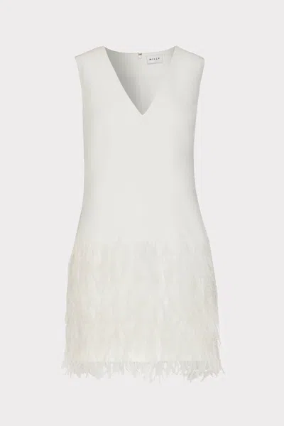Milly Veronica Cady Feather Mini Dress In White