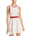 Milly Vertical Textured Knit Dress In Ecru/white