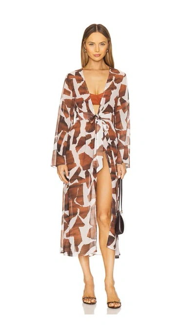 Milly Vince Ocean Puzzle Dress In Brown