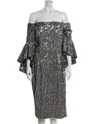 Pre-owned Milly Vintage Midi Length Dress In Gray