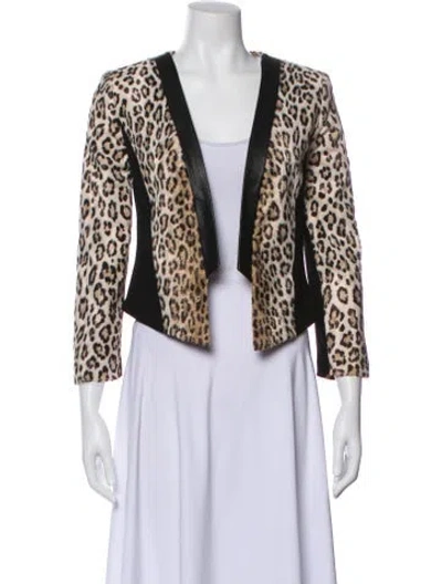 Pre-owned Milly Virgin Wool Animal Print Evening Jacket In Neutral