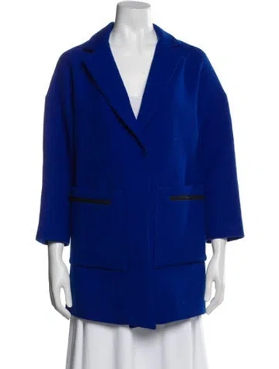 Pre-owned Milly Virgin Wool Blazer In Blue