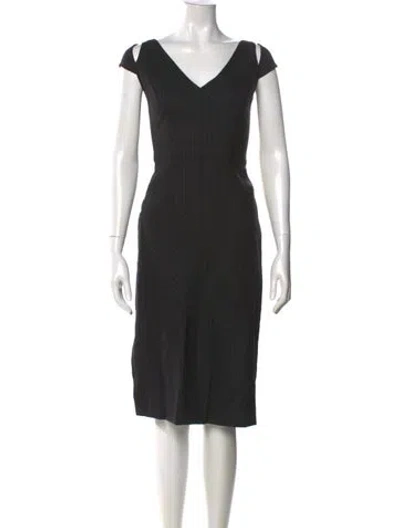 Pre-owned Milly Virgin Wool Midi Length Dress In Black
