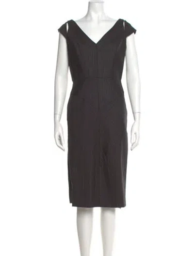 Pre-owned Milly Virgin Wool Midi Length Dress In Gray