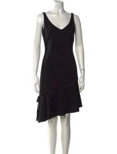 Pre-owned Milly Virgin Wool Mini Dress In Black