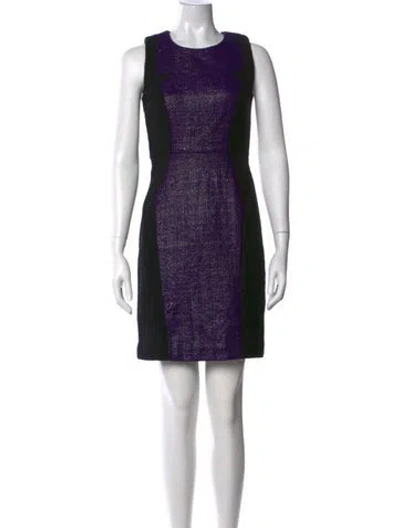 Pre-owned Milly Virgin Wool Mini Dress In Black/purple
