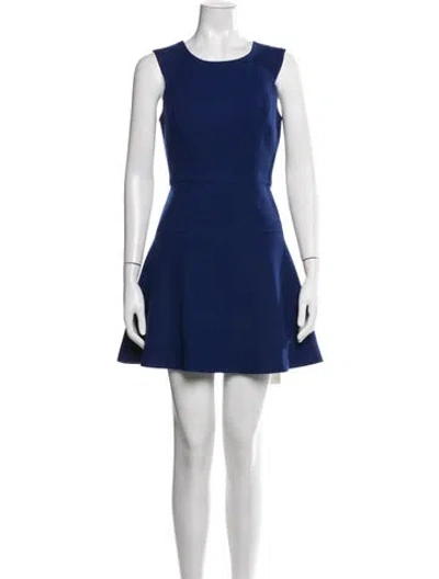 Pre-owned Milly Virgin Wool Mini Dress In Blue