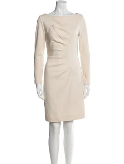 Pre-owned Milly Virgin Wool Mini Dress In Neutral