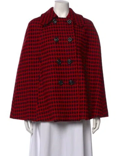 Pre-owned Milly Virgin Wool Polka Dot Print Sweater In Red