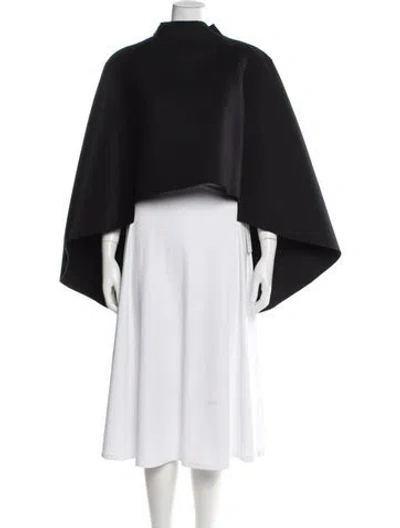 Pre-owned Milly Virgin Wool Poncho In Black
