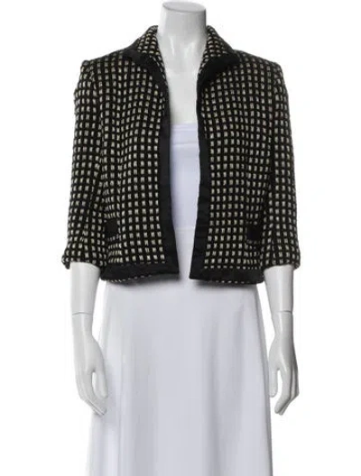 Pre-owned Milly Virgin Wool Printed Evening Jacket In Black