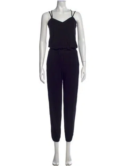 Pre-owned Milly V-neck Jumpsuit In Black