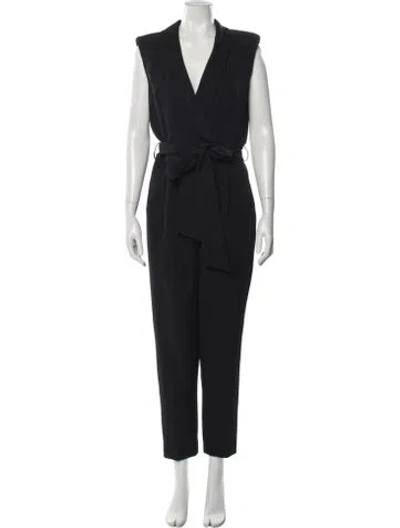 Pre-owned Milly V-neck Jumpsuit In Black