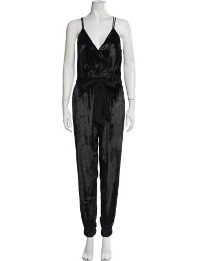 Pre-owned Milly V-neck Jumpsuit In Black