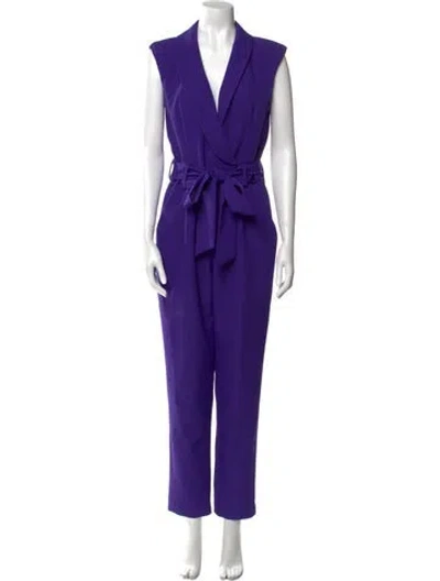 Pre-owned Milly V-neck Jumpsuit In Purple