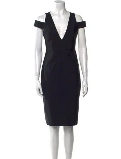 Pre-owned Milly V-neck Knee-length Dress In Black