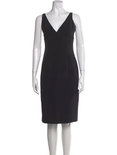 Pre-owned Milly V-neck Knee-length Dress In Black